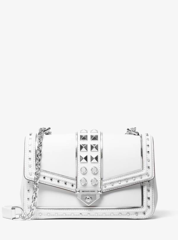 Damske Taška Cez Rameno Michael Kors SoHo Large Studded Leather Biele - Kabelky Michael Kors Obchod | VMFLE-0472
